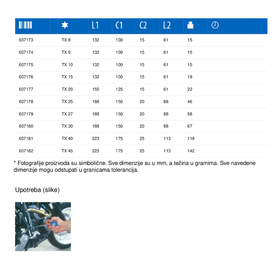 UNIOR KLJUČ SA T-RUČICOM SA TX PROFILOM TX9 193TX Ecomex