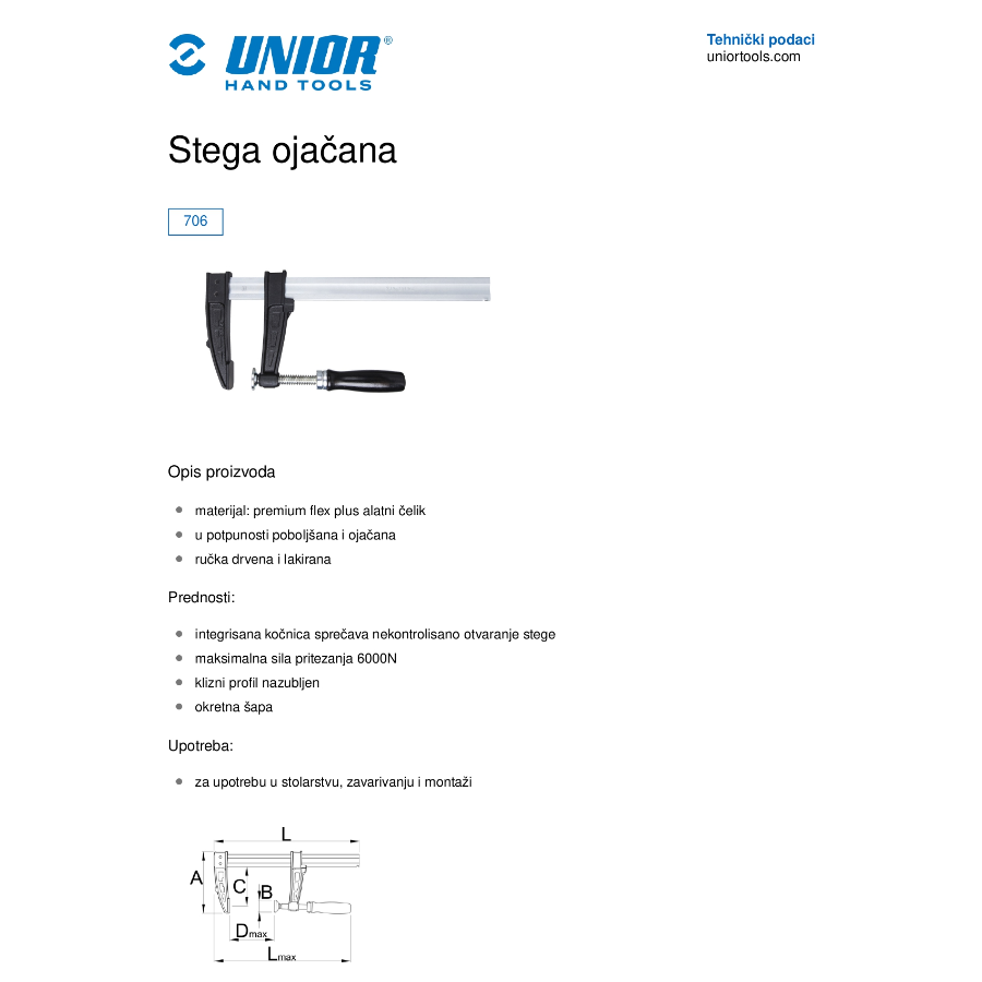 UNIOR STEGA STOLARSKA U706 600 Ecomex